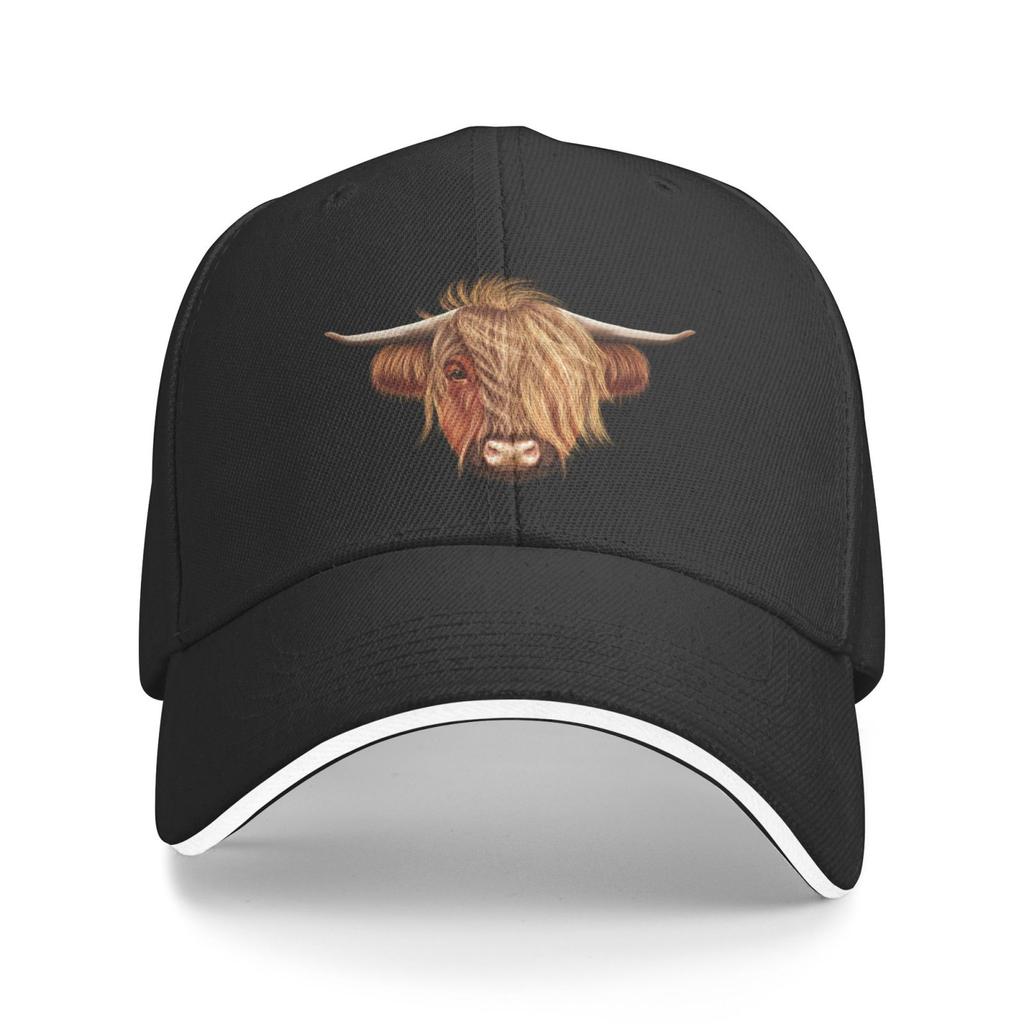 Scottish Hairy Highland Cow Hats for Unisex Women Vintage Baseball Cap Beach Dad Sun Hat Black Denim Cotton Caps