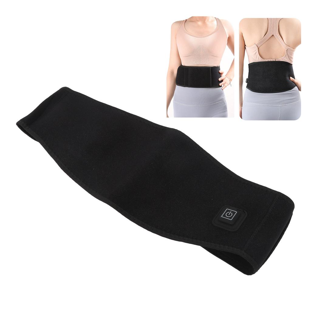 Electric Heated Waist Support USB Adjustable Hook And Loop Heating Waist Support Pad Black
