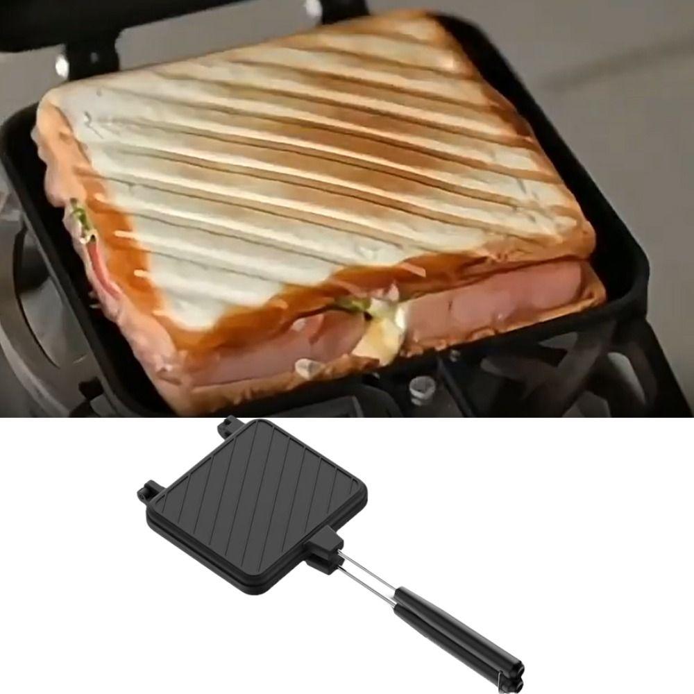 Heat-resistant Double Sided Frying Pan Aluminum Flip Grill Pan Sandwich Maker  Outdoor
