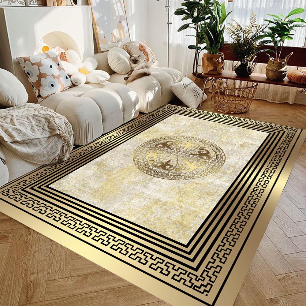 Tapete dourado de luxo moderno para sala de estar, decoração abstrata, tapetes grandes, mesa de centro, tapete lateral, decoração de quartos, tapete, salão de beleza 80x120cm-32x47in