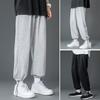 Herren Frühling Herbst Hose Kordelzug Saum Elastische Taille Gerade Weite Bein Gerade Übergröße Slacks Einfarbig Lose Street Style Sporthose