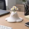 Modern White Vase 3D Printed Cute Polar Bear Figurine, Adorable Desk Small Flower for Table Ornament Living Room Bedroom, Mini Arrangement Home