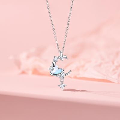 Kelebek Kolye Takı Moda Küçük Taze Yıldız Ay Paslanmaz Çelik Köprücük Zinciri