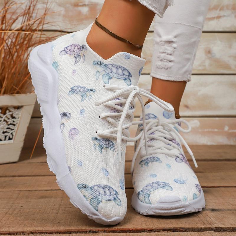 Fashion 2025 New Women's Breathable Fashionable Casual Sporty Flat Shoes Knitted Lower Base Thick Sole Single Shoes Versatile for Summer