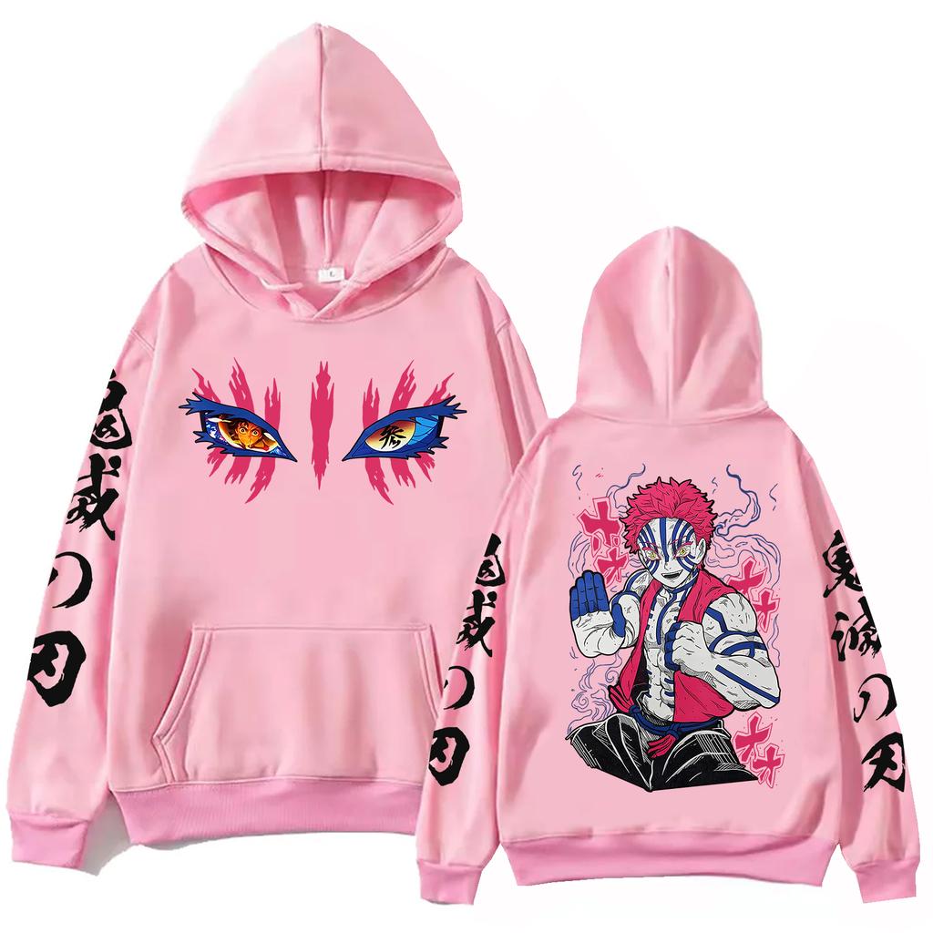 Anime Demon Slayer Infinity Castle Akaza Hoodie Men Women Harajuku Pullover Hoodie Y2k Clothes Tops