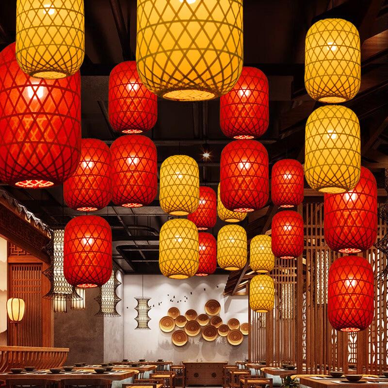Antique-Style Bamboo Lantern for Outdoor Scenic Areas, Night Markets, Teahouses, Inns, and Hot Pot Restaurants; Customizable with Text.