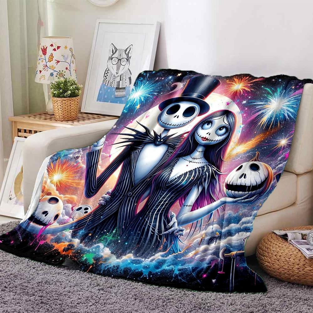 1Pc Christmas Nightmare Before Christmas Blanket Soft Throw Blanket For Home Bedroom Bed Sofa Travel Office Solid Christmas Blanket