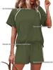 2026 Spring/Summer Women's Stretch Sport Casual Two-Piece Set - Round Neck Short Sleeve Top & Shorts
