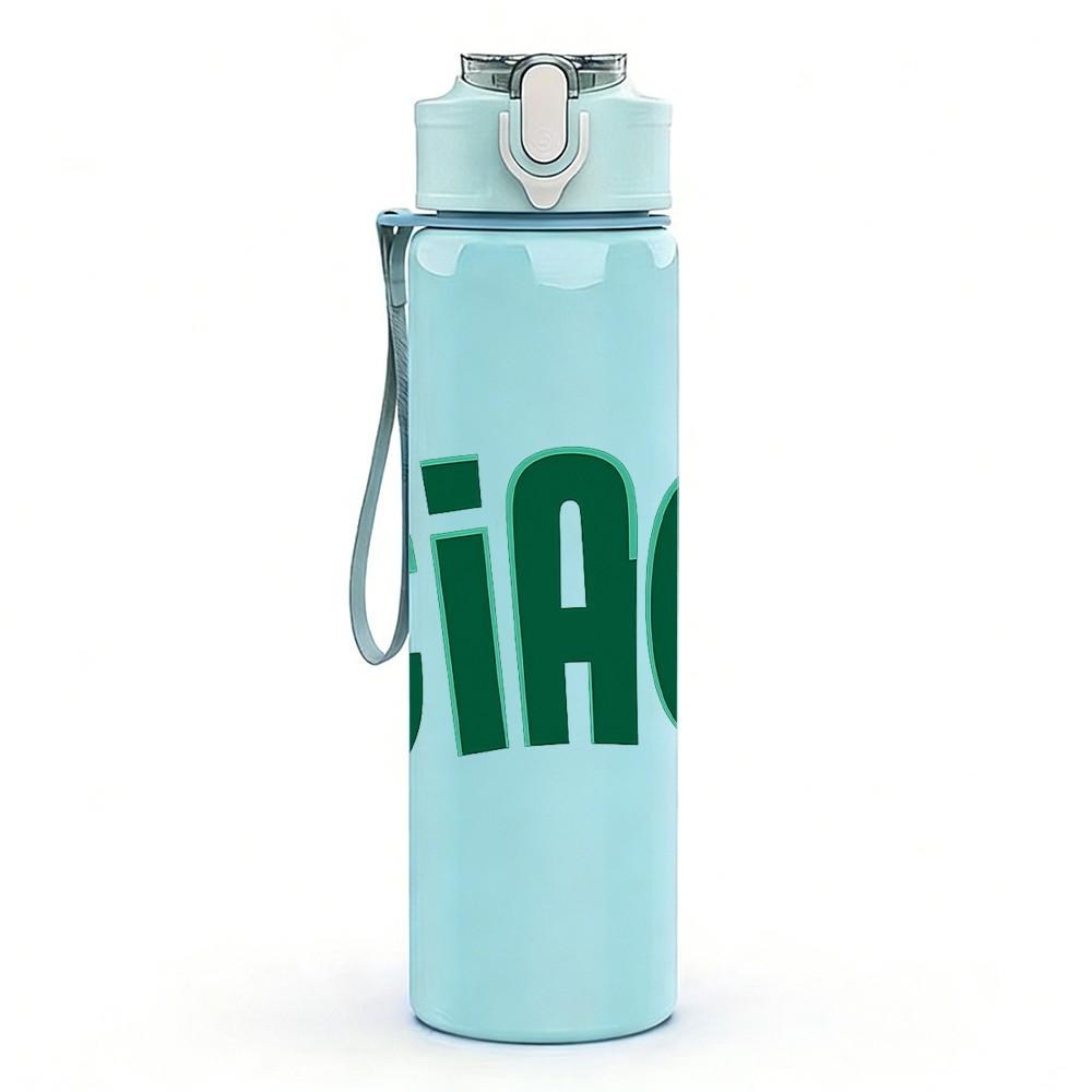 1PC Ciao Bright Yellow Exclamation Print 750ml Color Plastic Sports Water Bottle Leakproof Flip Straw Lid Suitable for Sports Office Home Use