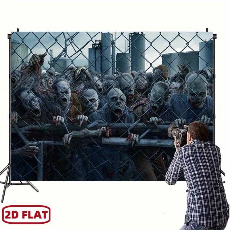 1. Un terrificante poster dell'apocalisse zombie - con gruppi di zombie realistici e schemi di rovine urbane