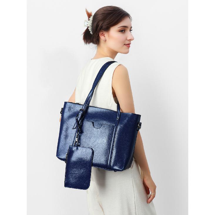 Large Capacity High-End New Trendy Korean Version Versatile Tote Bag Laptop Bag Single Shoulder Commuter Genuine Leather Women's Bag