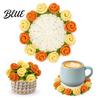 Handwoven Tea Cup Coasters Crochet Flower Bouquet Coaster Handmade Knit Rose Mug Mat Transforms Into Bouquet 2-in-1 Botanical Room Decoration Drink