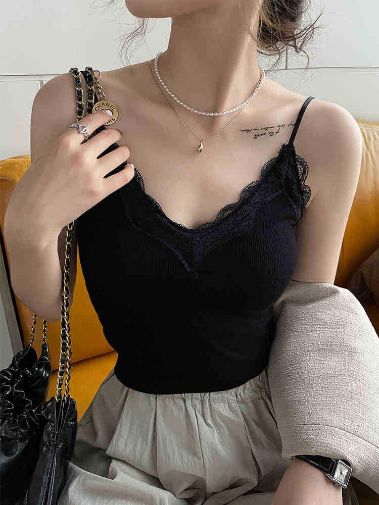 Чистое Желание Сладкая и Пряная Кружевная Майка с V-образным вырезом, Чашечками и Утягивающим Бандо One Size чёрный