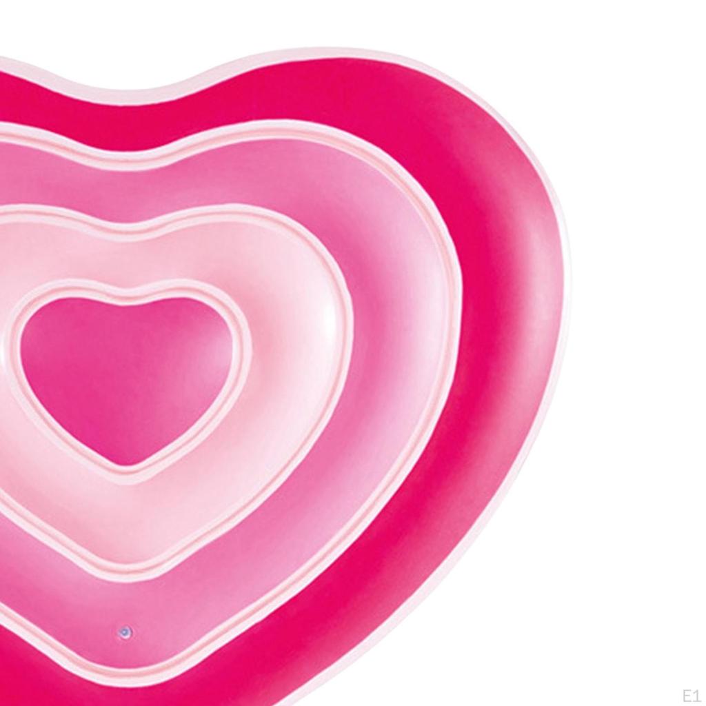 Inflatable Pool Raft, Lightweight Heart Shaped Lounge Floating Bed,