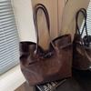 Retro Large Capaci Faionable Tote Bag Women's Commuter Handbag Single Oulder Bag Busin Casual Pure Color PU Leather Handbags
