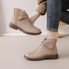 Autumn Early Winter Genuine Leather Shoes Women Ankle Boots Soft Brand Ladies Fashion Boots Plus Size 41 Beige Black