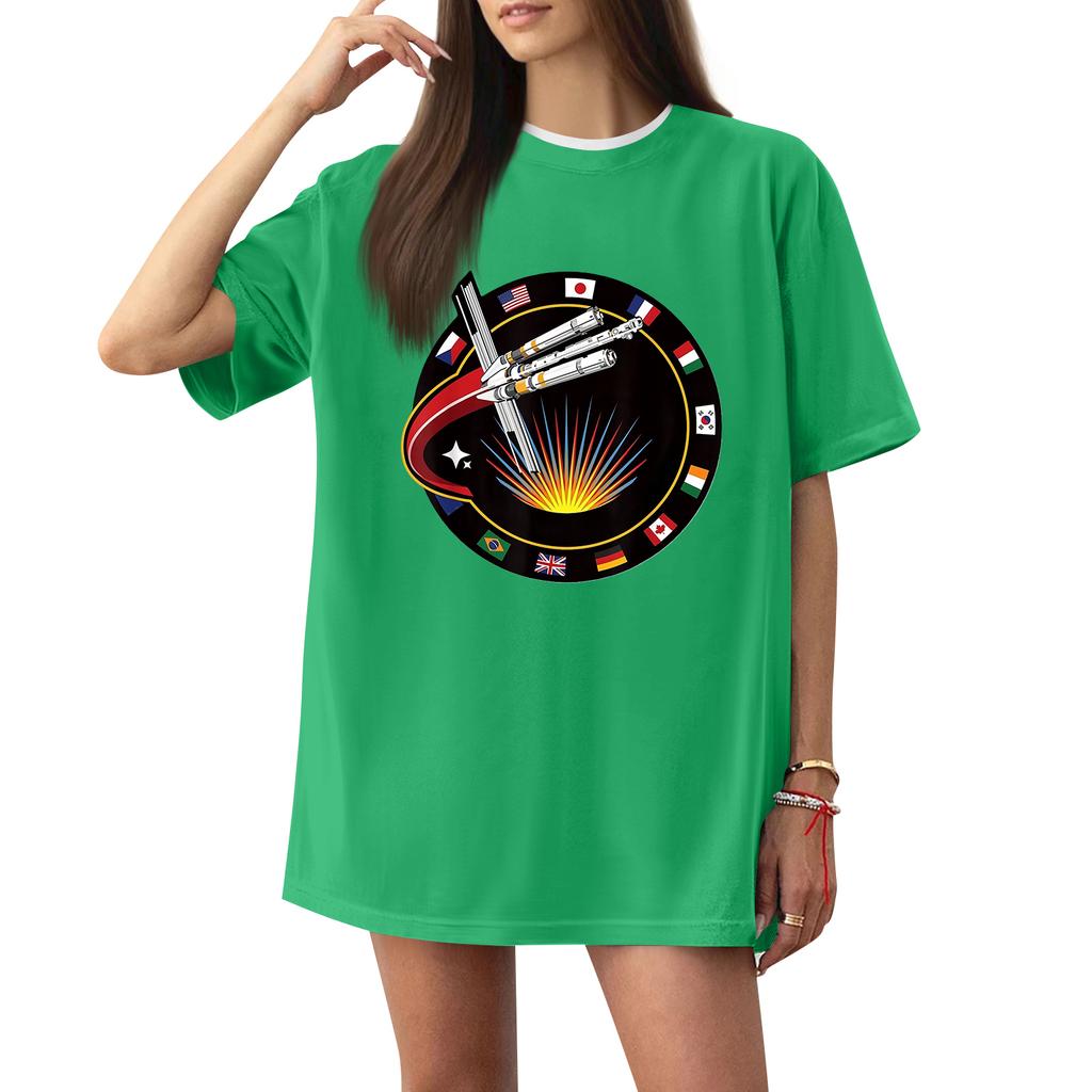 Women's Casual Printed T-Shirt Round Neck Pullover Short Sleeve Top