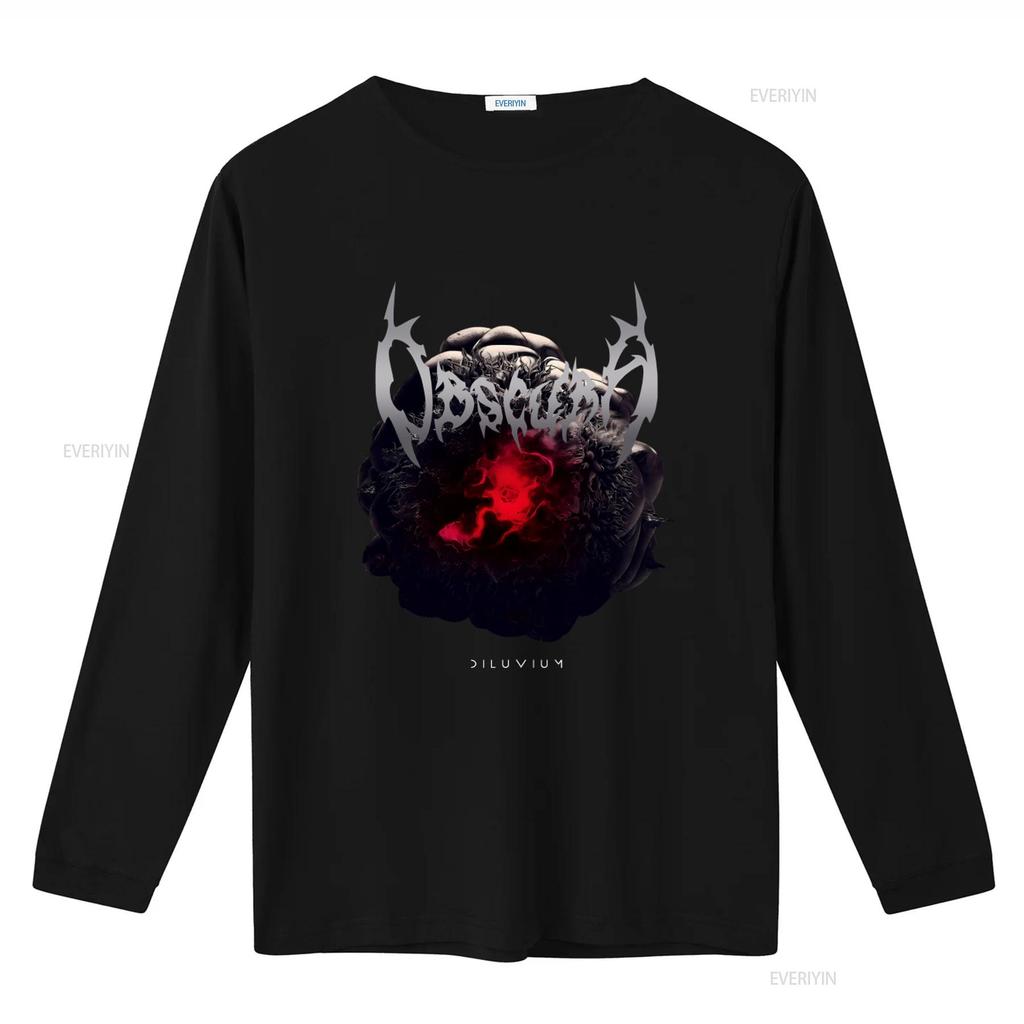 OBSCURA Diluvium Band T Shirt Unique Dark Art Design for Metal Fans Vintage Washed Homme Designer Clothes Top For Everyday Wear