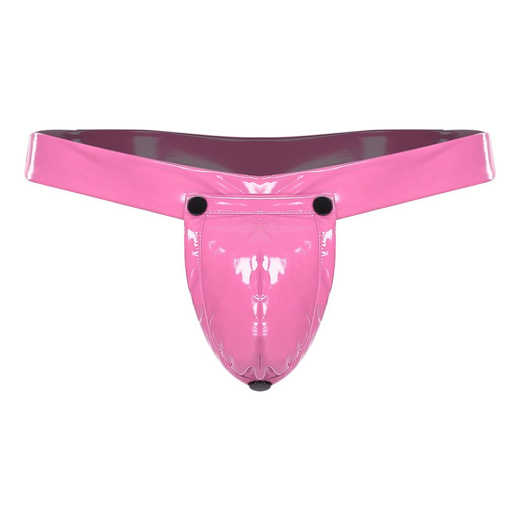 Pánské PU 2 v 1 Jockstrap Tanga O-kroužek Odnímatelný kryt rozkroku T-zadní kalhotky