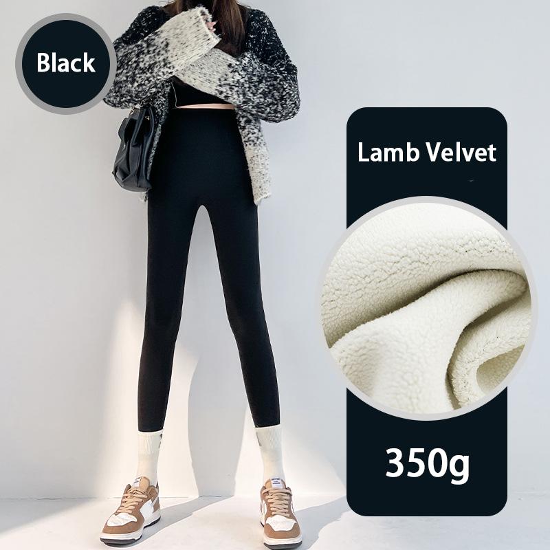 Autumn Winter Lamb Velvet Thicken Sharkskin Leggings Women High Waist Seamless Slimming Warm Leggings Pants