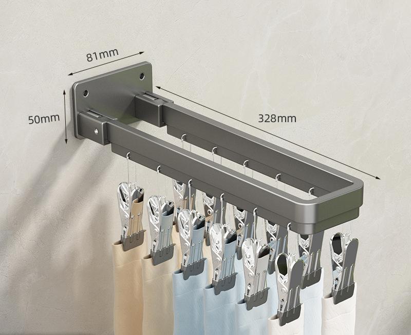 Skládací sušák na oblečení s více klipy, bez děrování, nástěnný věšák na kalhoty, koupelna, balkon, sušák na spodní prádlo, klip na ponožky