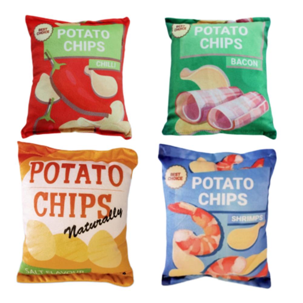 Pet Plush Potato Chips Squeak Toy For Dogs Cats Bite-resistant Chewing Toys Pet Supplies For Relieve Boredom