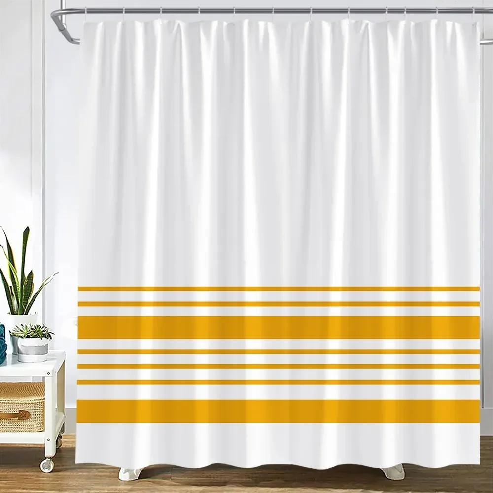 Black And White Striped Shower Curtain Creative Simple Line Geometric Bath Curtains Modern Fabric Print Home Bathroom Decor Sets
