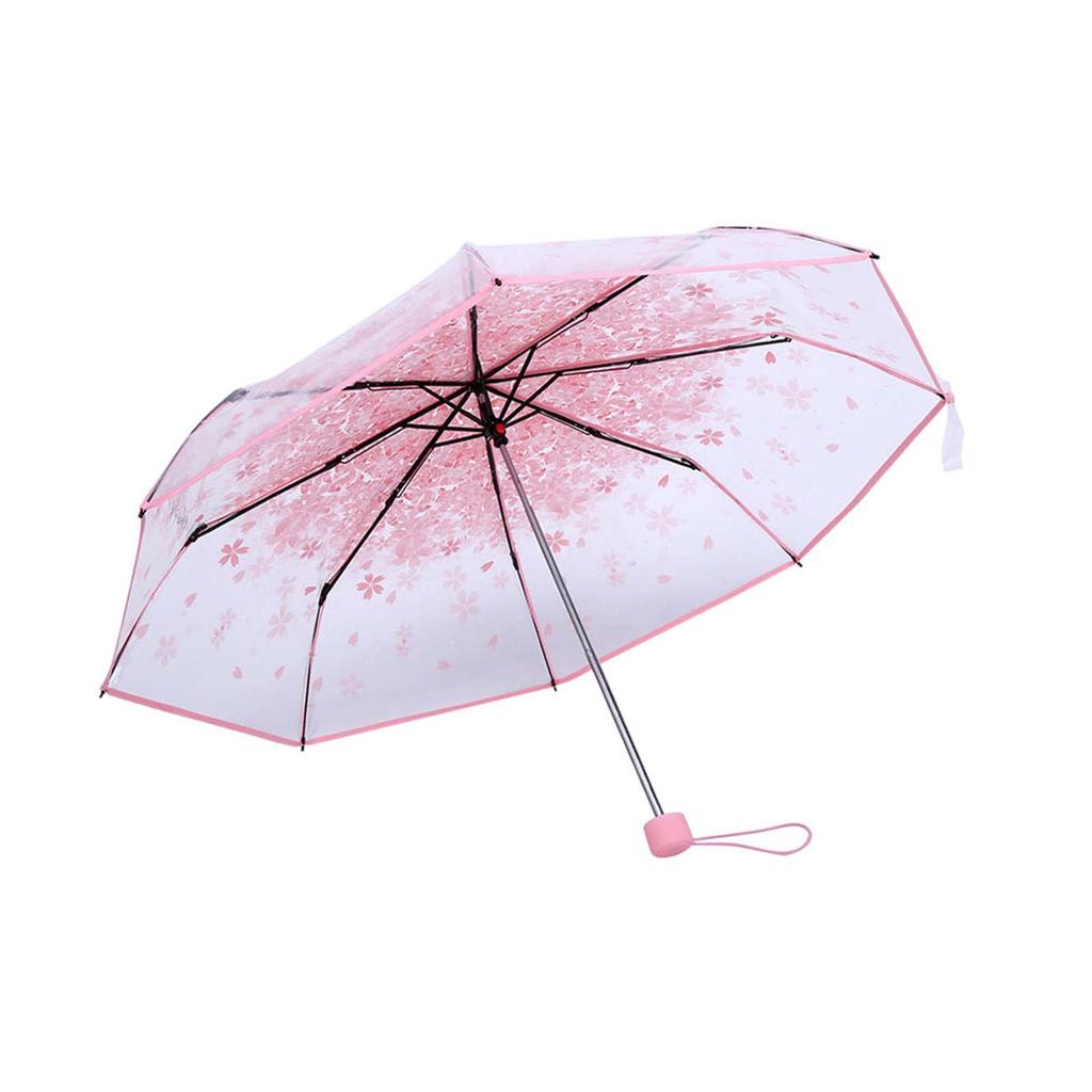 1PC Transparent Folding Umbrella Fashionable Princess Umbrella Cherry Blossom # Pink