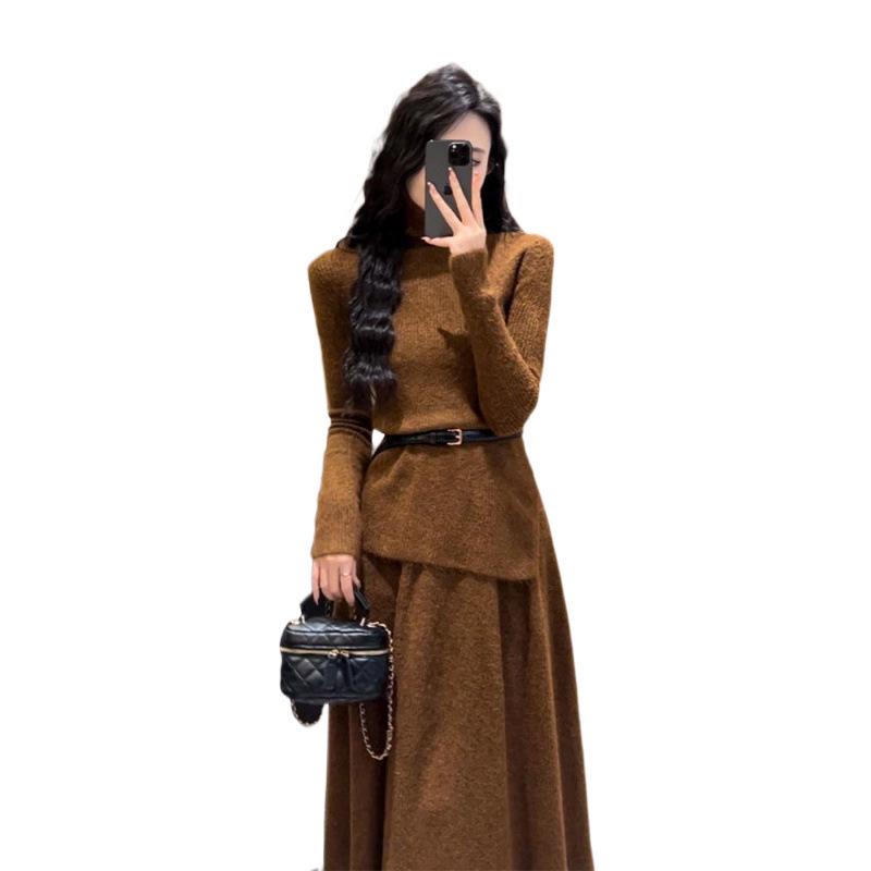 Women's Autumn/Winter 2024 Knitted Sweater Dress Set - High-End Fragrance Collection