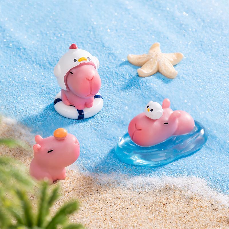 Creative Cartoon Capybara Statue Resin Ornament Miniature Capybara Dolls Animals Figurine Desktop Ornament Home Decoration