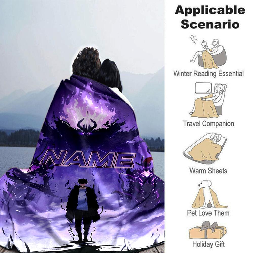 Customiz Name Personality Solo Leveling Blanket Soft &Warm Sofa Office Bed Travel Lunch Break Blanket, Gift Suitable All Seasons