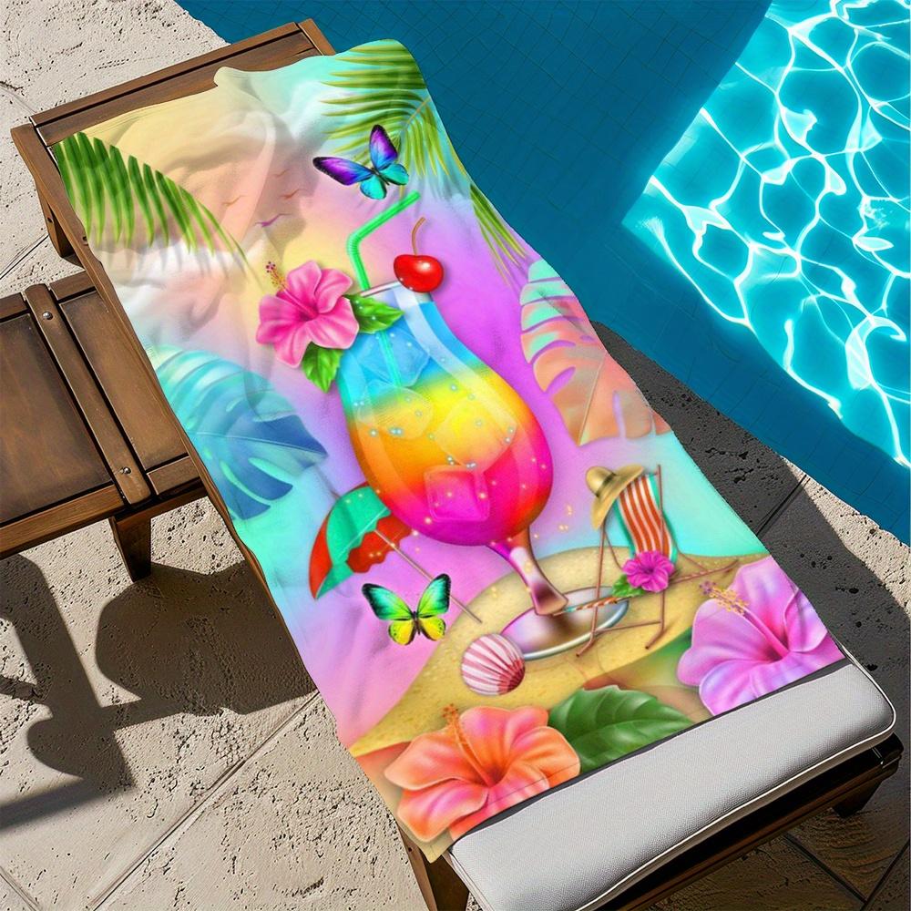 Toalla de Playa Colorida Cola de Gallo Tropical, Elegante Absorbente de Secado Rápido, Toalla de Mano Grande para el Verano