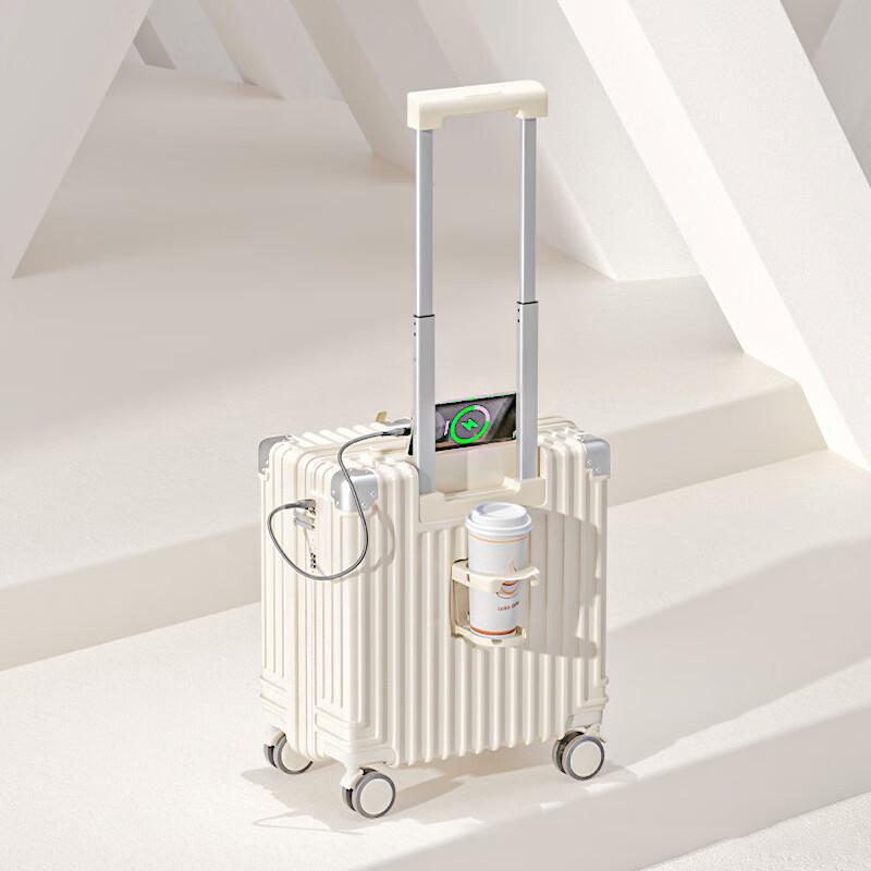 Stylish PC Carry-On Luggage with USB Port  Cup Holder