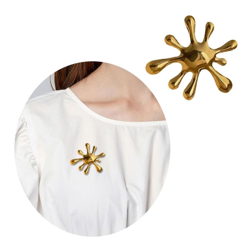 Vintage Hollow Irregular Ripple Brooch Collectible Brooch Stainless Steel Texture Suitable for Fashionable Women Present