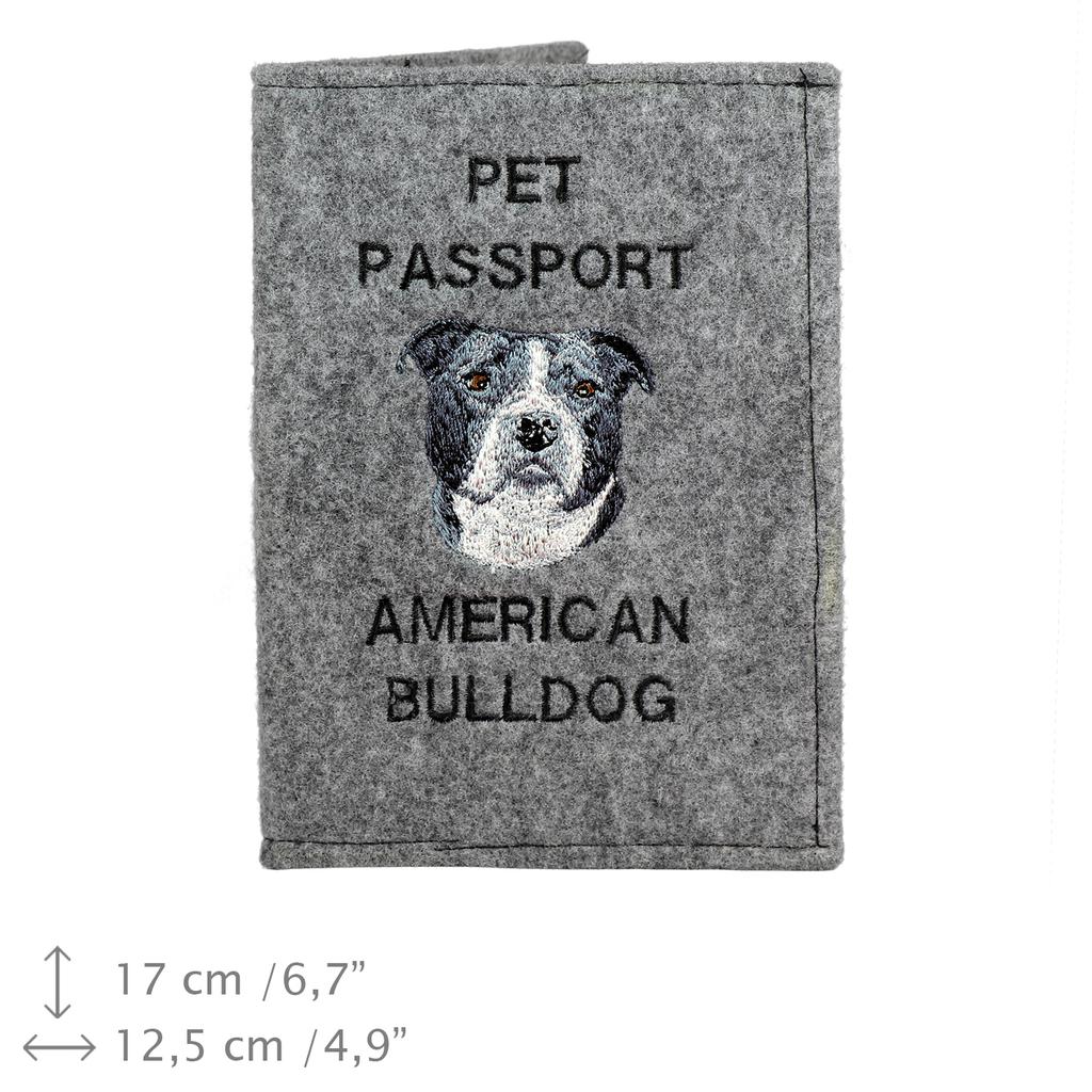 American Bulldog, Old Country Bulldog - Dog passport case, document case, gift for the traveller from the Art-Dog brand