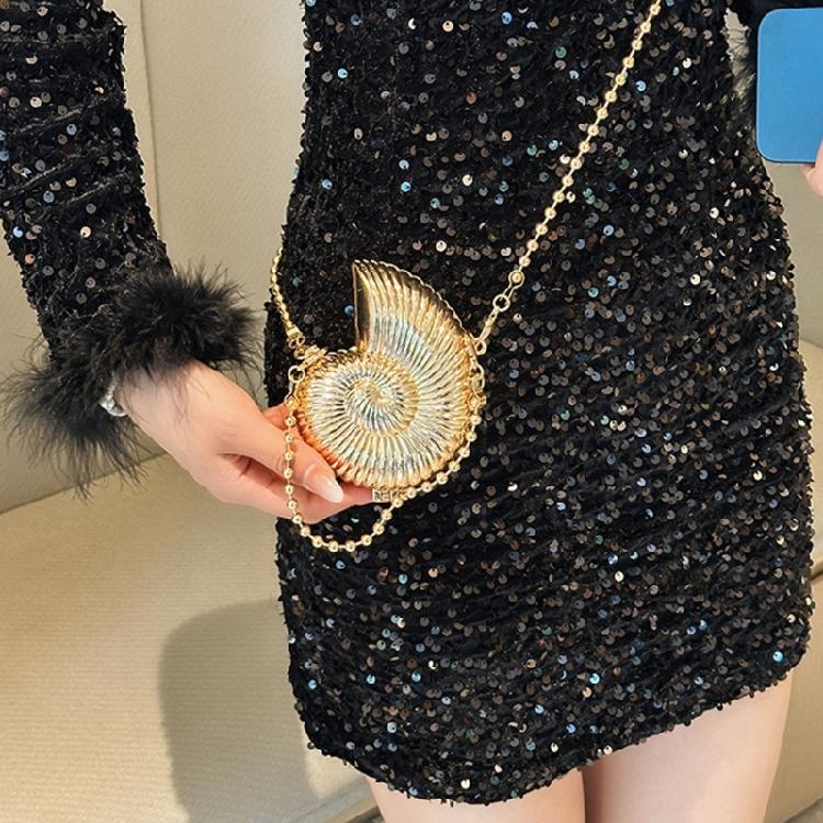 Womens Conch Shape Purse Elegant Acrylic Evening Bag with Chain Strap Crossbody Shoulder Small Handbag for Wedding Party