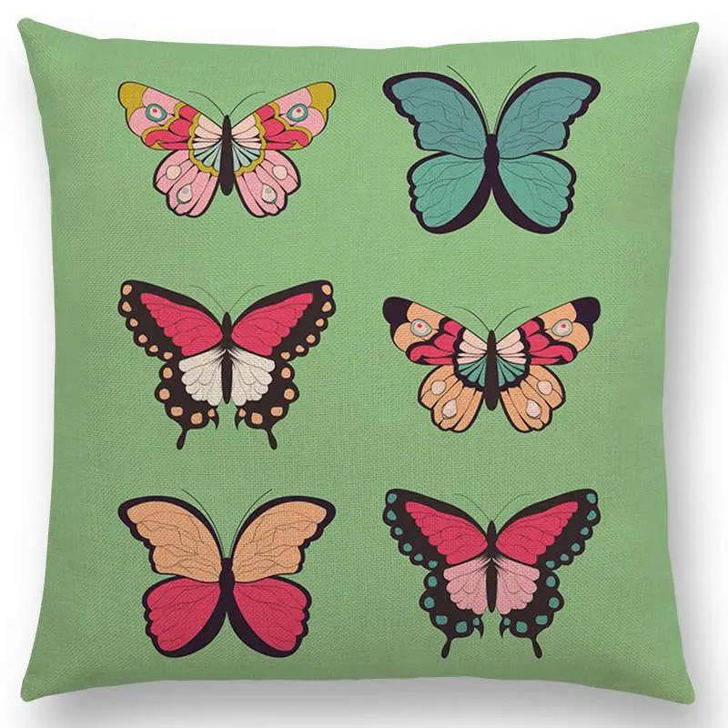 Botanische Blumen- und Schmetterlings-Kissenhülle Wunderschöne Blumengarten-Mini-Drucke Heimdekor Sofa-Überwurf-Kissenbezug