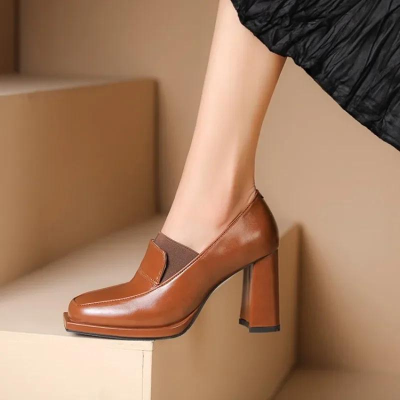 Fashion 2024 Woman High Heels Loafers Spring Autumn Elegant Ankle Strap Thick Heels Party Shoes Wedding Shoe Woman Pumps Gifts