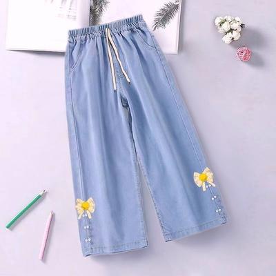 Girls' Jeans Thin Summer Pants Children's Wide Leg Pants Medium and Large Children's Mosquito Repellent
