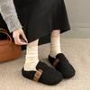 Fashion Aphixta Rose Red Cotton Warm Winter Slippers Fashion Buckle Belt Platform Slippers for Women 2024 Winter Plush Warm Cotton Shoe
