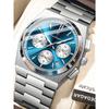 POEDAGAR 1pc Premium Men's Stainless Steel Quartz Calendar Chronograph Wristwatch, Business Waterproof Luminous Watch, Men's Gift