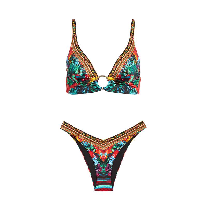 

Европейско-американский купальник бикини с принтом на одно плечо и сексуальными треугольными чашками - Женский купальник из двух частей (23037382) Extra Large разноцветный