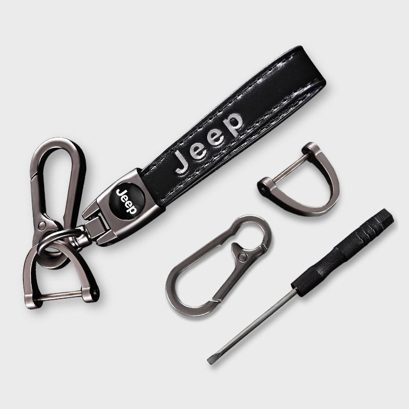 Car Tire Wheel Valve Caps Cover Leather Key Chain Ring Keychain For Jeep Grand Cherokee Wrangler JK Gladiator Compass Renegade W AMR1