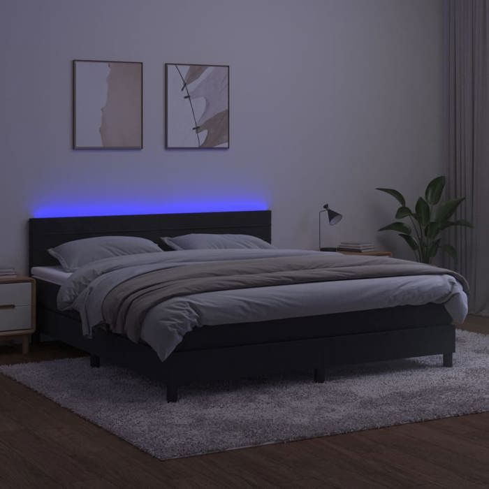 Maison Exclusive - Sommier à lattes de lit avec matelas et LED Noir 160x200 cm