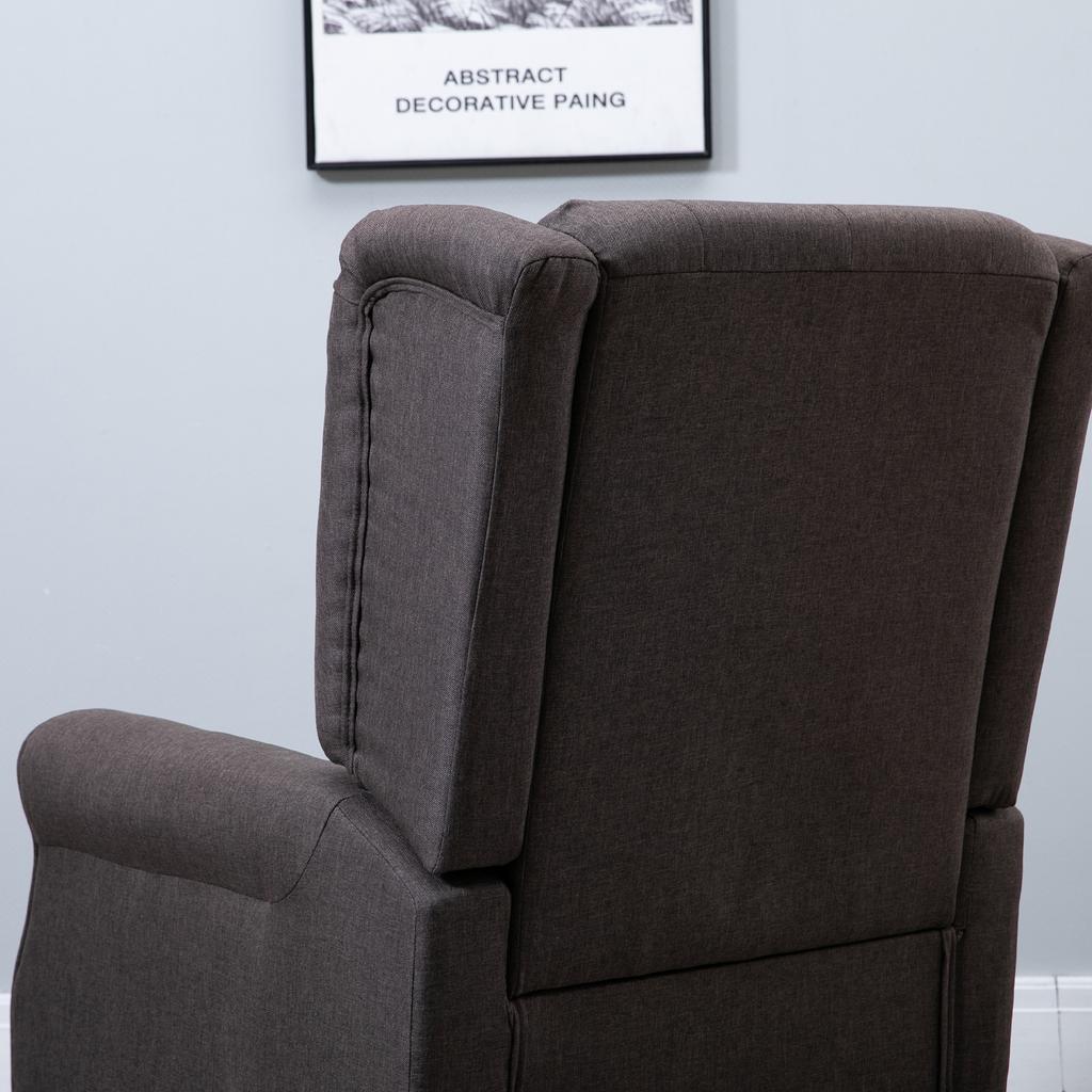 Poltrona Wing Chair con Braccioli, Sedia da Salotto con Cuscino, Trapuntatura, Poltrona con Schienale Alto e Gambe in Legno, Poltrona Reclinabile per Soggiorno, Camera da Letto