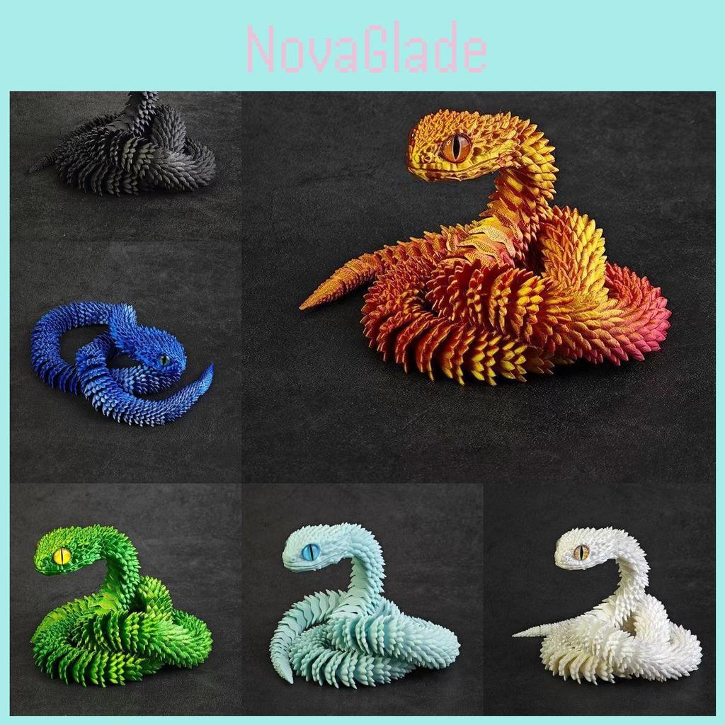 Stunning 3d Printed Snake Figurine With Articulated Joints And Lifelike Eyes For Unique Decor