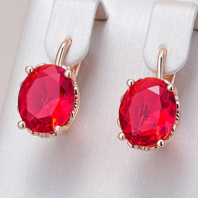 Glänzende Große Rote Natürliche Zirkon Tropfenohrringe Für Frauen Trend Roségoldene Farbe Braut Hochzeit Echtschmuck Kristall Geschenk