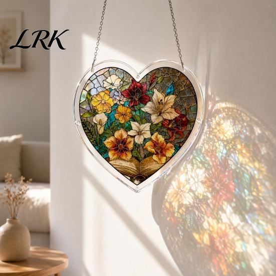 Healing Light Shadow Decor Suncatcher Puzzle Pendant, Durable Acrylic Window Hanging, with 3D Wavy Book Style Hanging Pattern, Stained Glass