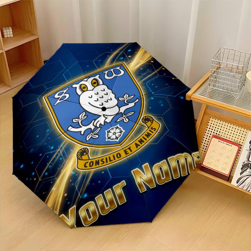 Sheffield Wednesday FC Automatic 3‑Fold Umbrella 8‑Rib Windproof Folding Umbrella Sun Rain Protection For Outdoor Travel Daily Use