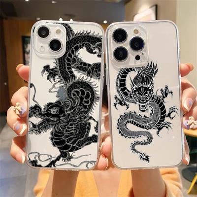 Dragon Fashion Shockproof Clear Phone Case For iPhone 14 13 12 11 Pro Max 7 8 Plus X XR XS Max SE 2022 Silicone Cover Fundas